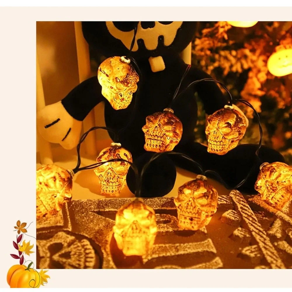 NWT Brown Halloween Led Skull Necklaces 12 pack String Light Necklaces